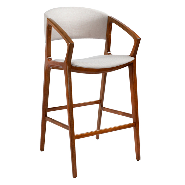 Banqueta Cyndi 53cm Madeira Maciça Com Braço | Factor Off Whi